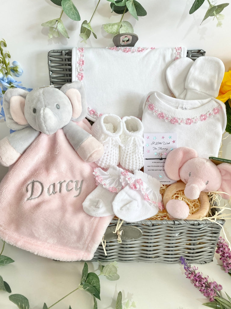 Personalised Baby Girl Gift - Frills & Flowers - Pink and Blue Hampers