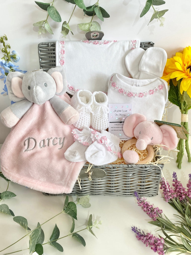 Personalised Baby Girl Gift - Frills & Flowers - Pink and Blue Hampers