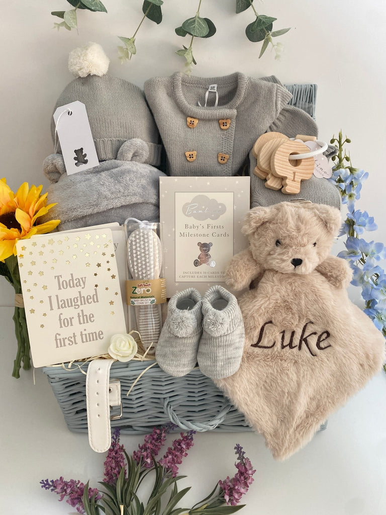 Personalised Baby Hamper - Laughs With Teddy - Pink and Blue Hampers