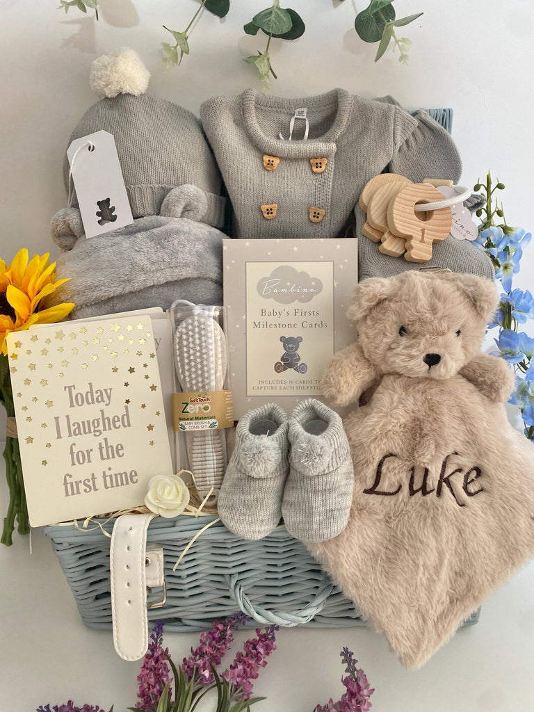 Personalised Baby Hamper - Laughs With Teddy - Pink and Blue Hampers