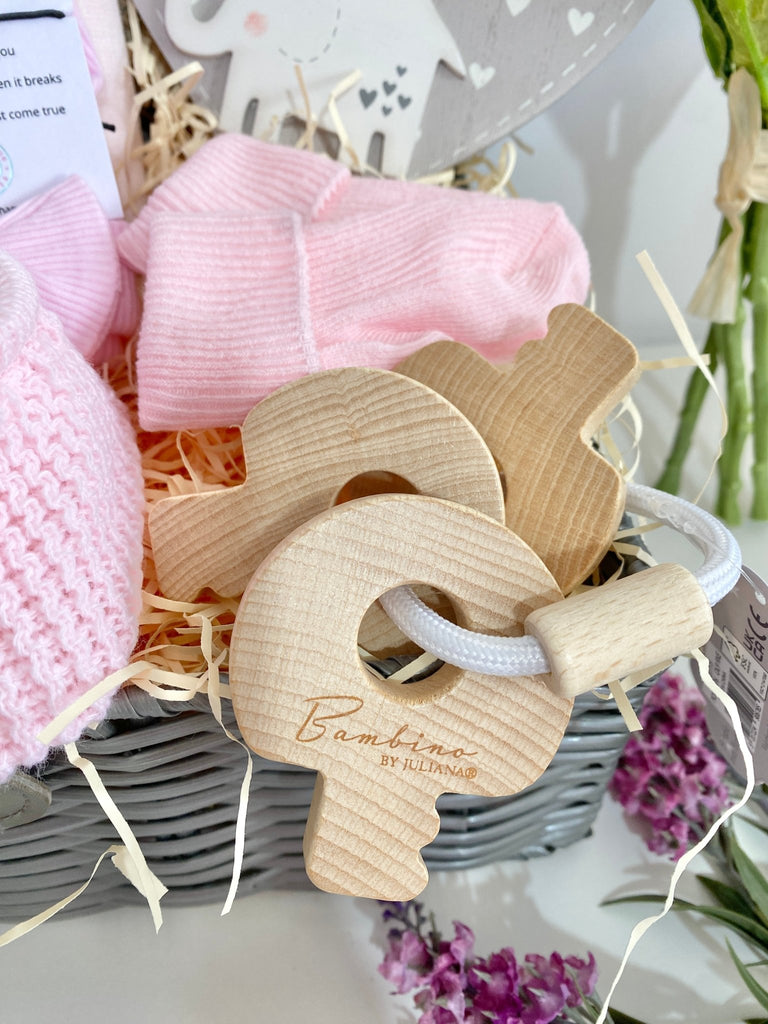 Personalised Mum To Be Gift Basket - 1 2 3 Numbered Keys - Pink and Blue Hampers