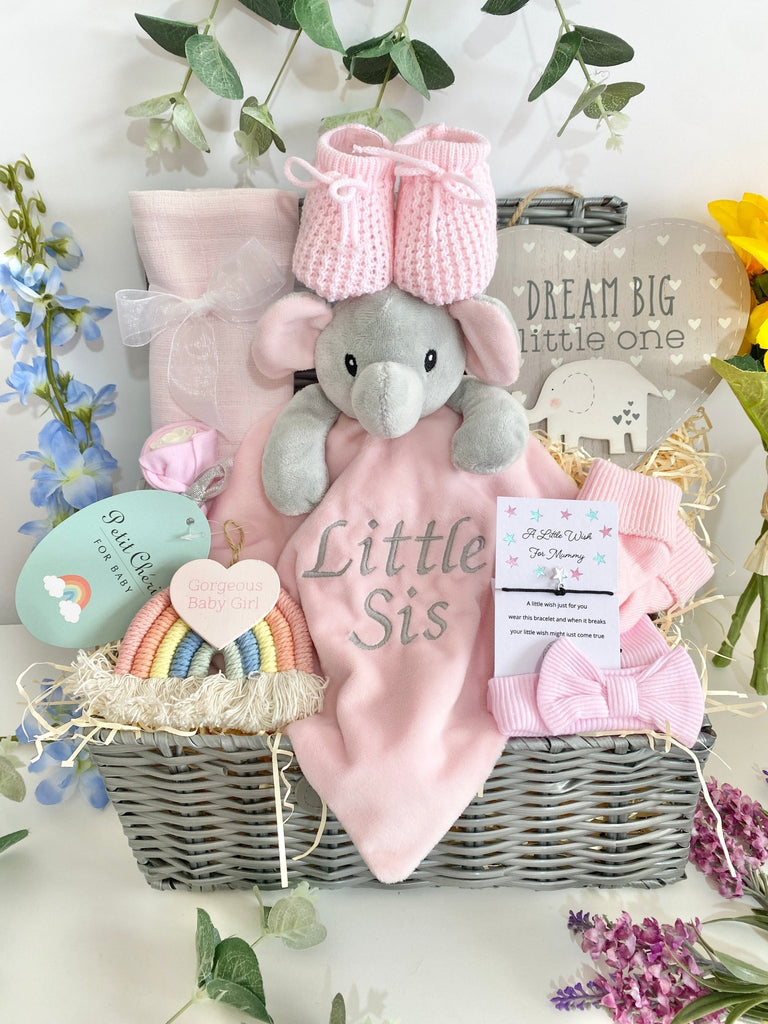 Personalised New Mummy Baby Hamper - Little Sister Gift - Pink and Blue Hampers