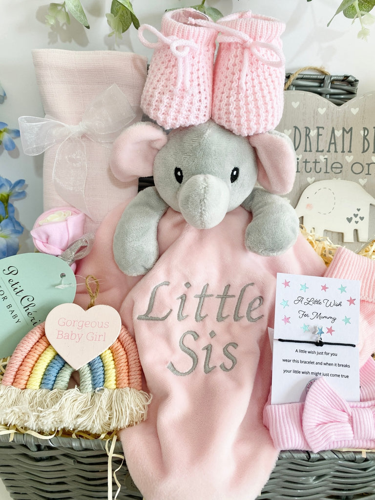 Personalised New Mummy Baby Hamper - Little Sister Gift - Pink and Blue Hampers