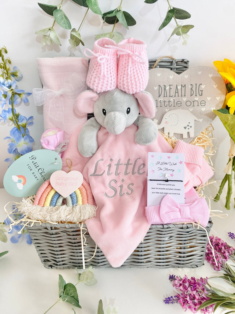 Personalised New Mummy Baby Hamper - Little Sister Gift - Pink and Blue Hampers