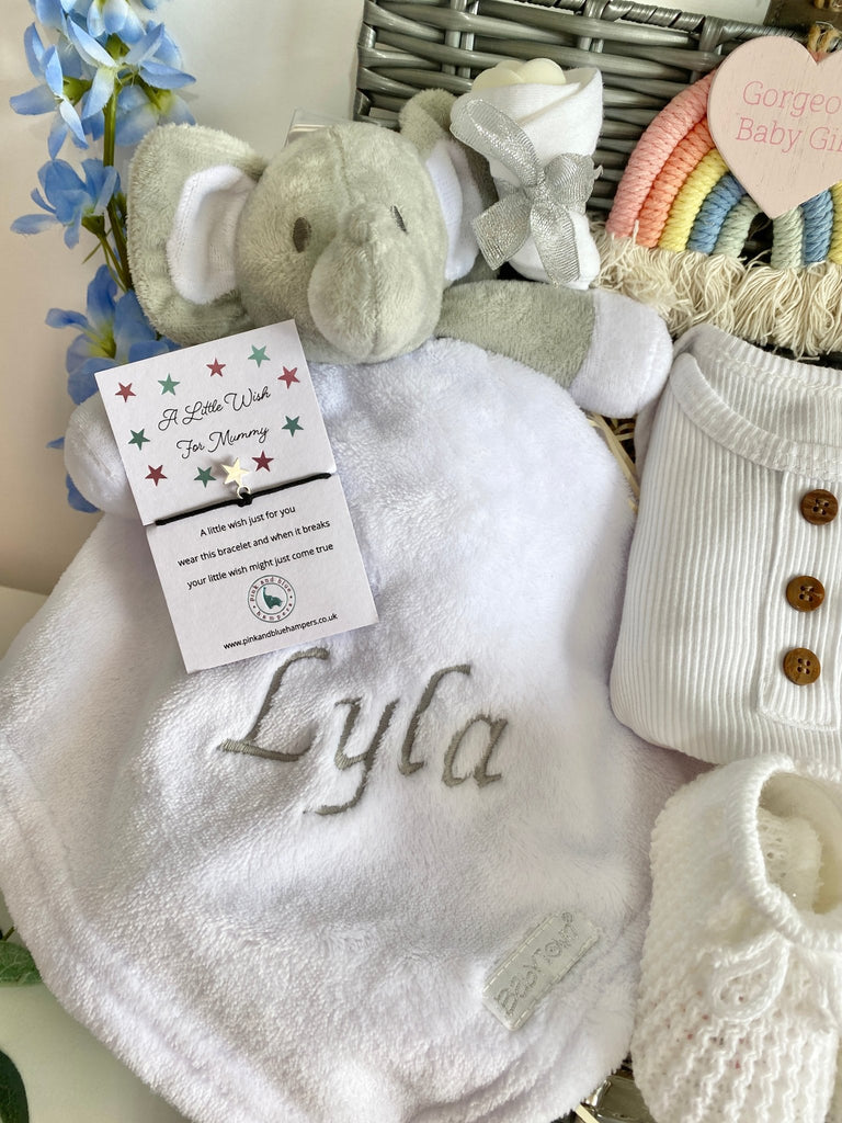 Personalised New Mummy Baby Hamper - Snuggly Cuddles - Pink and Blue Hampers