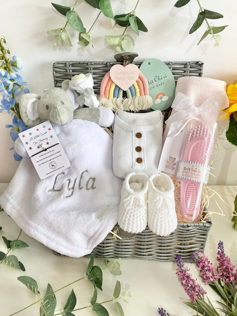 Personalised New Mummy Baby Hamper - Snuggly Cuddles - Pink and Blue Hampers