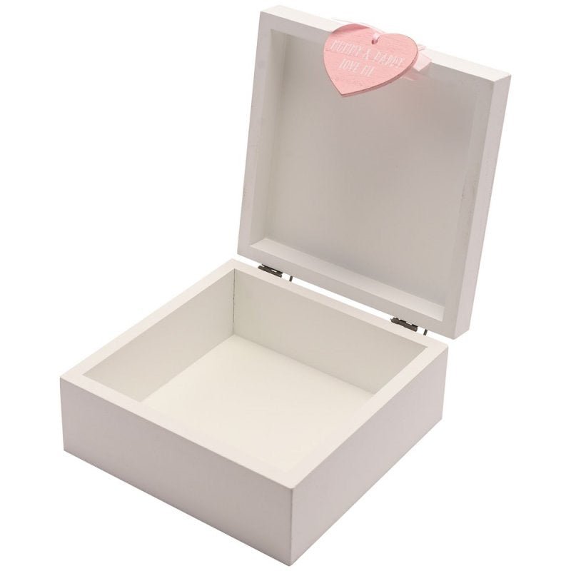 Petit Cheri Baby Girls Wooden Memory Keepsake Box - Pink and Blue Hampers