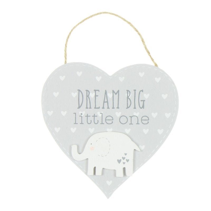 Petit Cheri Dream Big Little One - Baby Heart Plaque - Pink and Blue Hampers