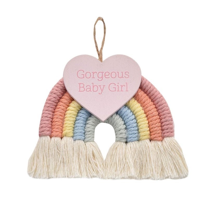 Petit Cheri Macrame Rainbow Hanger - Gorgeous Baby Girl - Pink and Blue Hampers