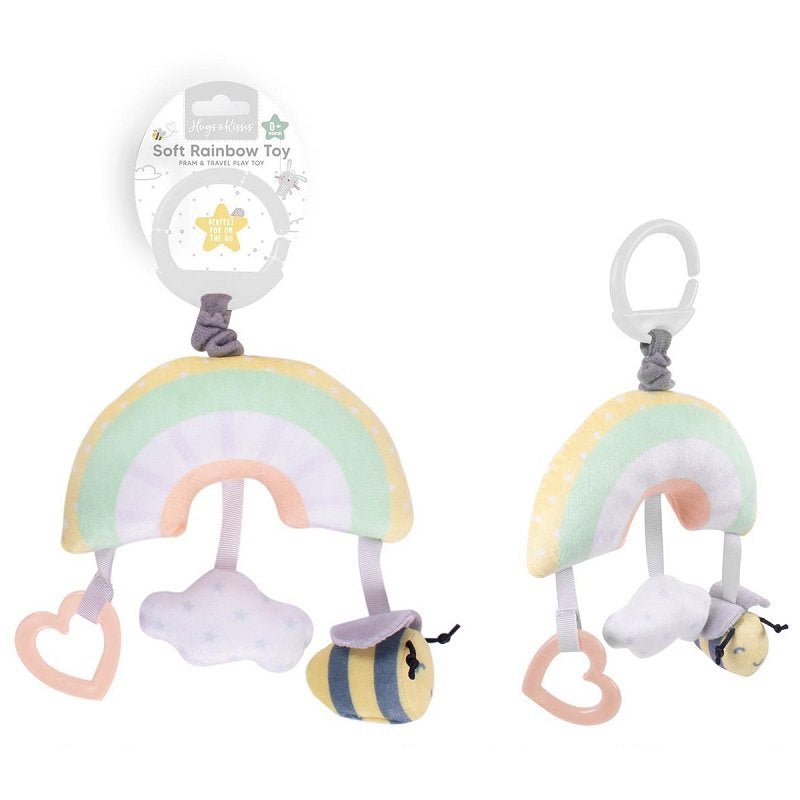 Rainbow Soft Toy and Teether - Pink and Blue Hampers