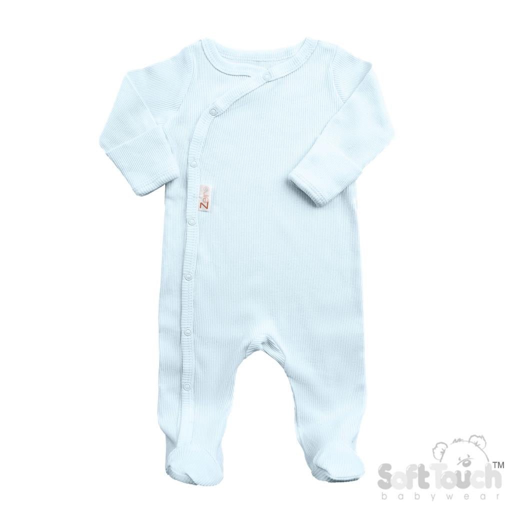 Ribbed Baby Blue Sleepsuit - Pink and Blue Hampers