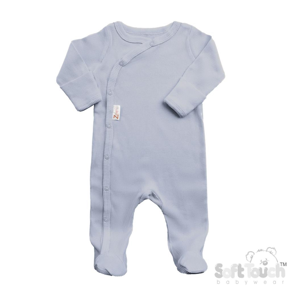 Ribbed Dusky Blue Sleepsuit - Pink and Blue Hampers