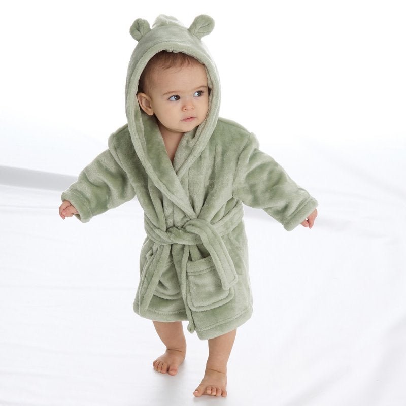 Sage Green Baby Dressing Gown 0 - 6 Months - Pink and Blue Hampers