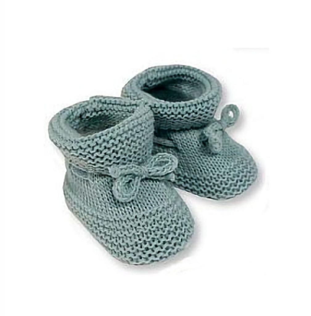 Sage Green Baby Knitted Booties - Pink and Blue Hampers