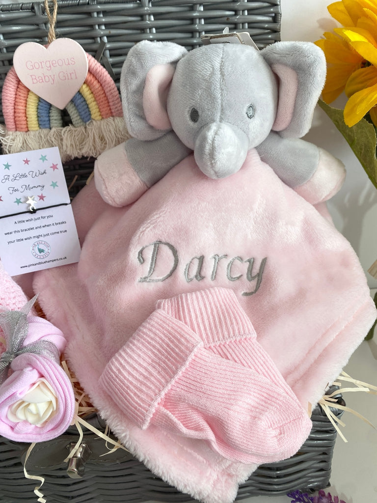 This Mum To Be Baby Girl Hamper Gift - Personalised Elephant - Pink and Blue Hampers