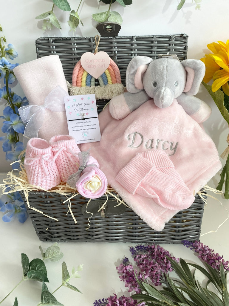 This Mum To Be Baby Girl Hamper Gift - Personalised Elephant - Pink and Blue Hampers