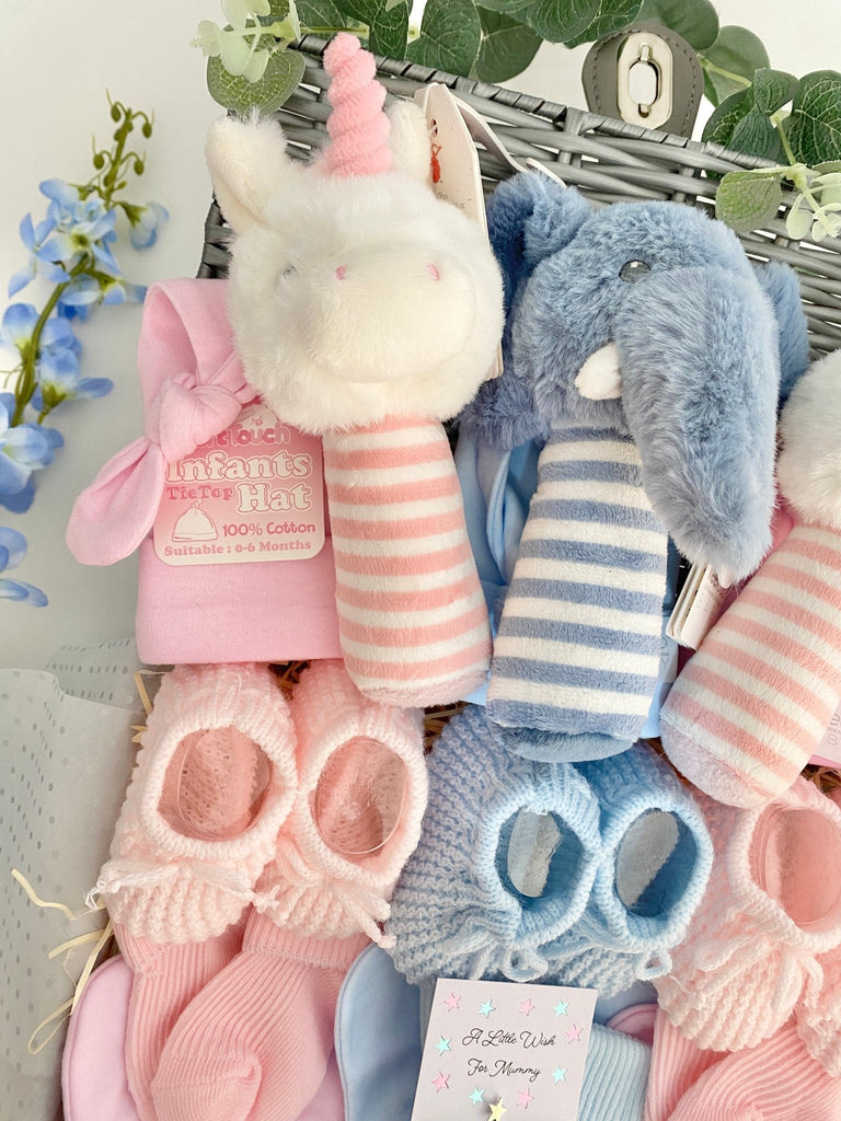 Triplet Baby Boys And Baby Girl Hamper Basket - Pink and Blue Hampers