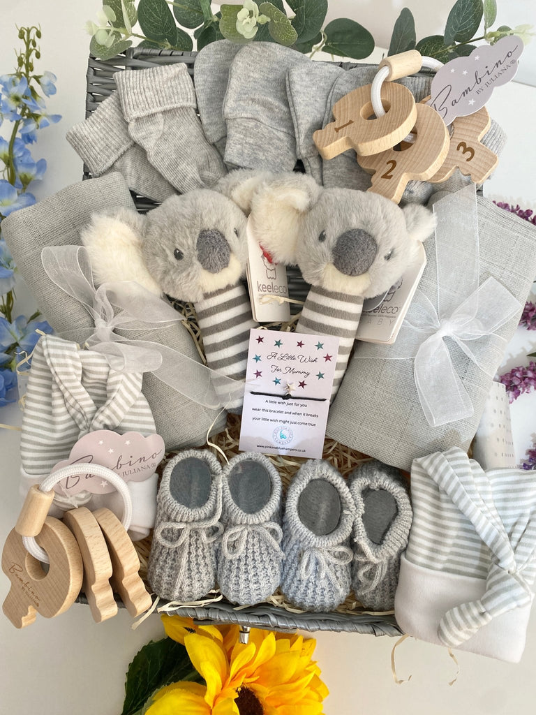 Unisex Twin Baby Hamper - Sweet Koala Friends - Pink and Blue Hampers