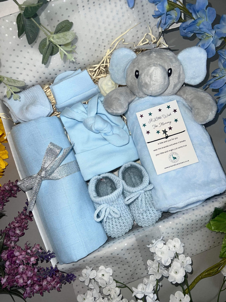 Adorable Animal Baby Boy Gift Box, Elephant Themed Baby Boy Gift - Pink and Blue Hampers