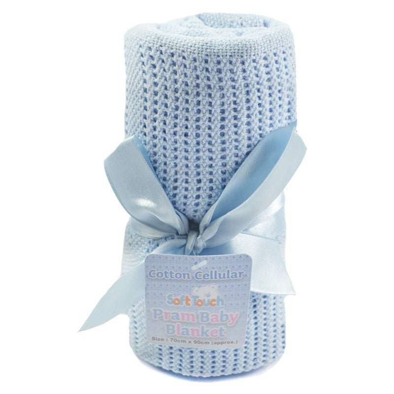 Baby Blue Cellular Cotton Blanket, Baby Boy Blanket - Pink and Blue Hampers