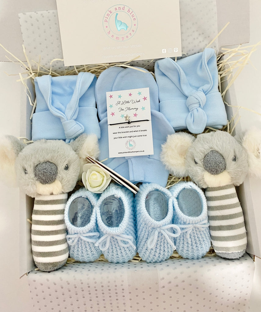 Beautiful Twin Boys Baby Gift Set, Twin Gift Set - Pink and Blue Hampers