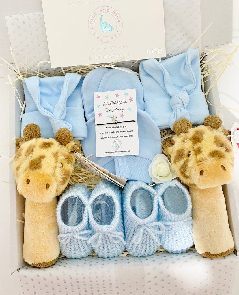 Beautiful Twin Boys Baby Gift Set, Twin Gift Set - Pink and Blue Hampers