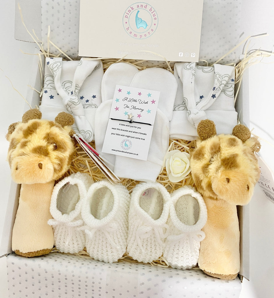 Beautiful Unisex Twin Baby Gift Set, Twin Gift Box - Pink and Blue Hampers