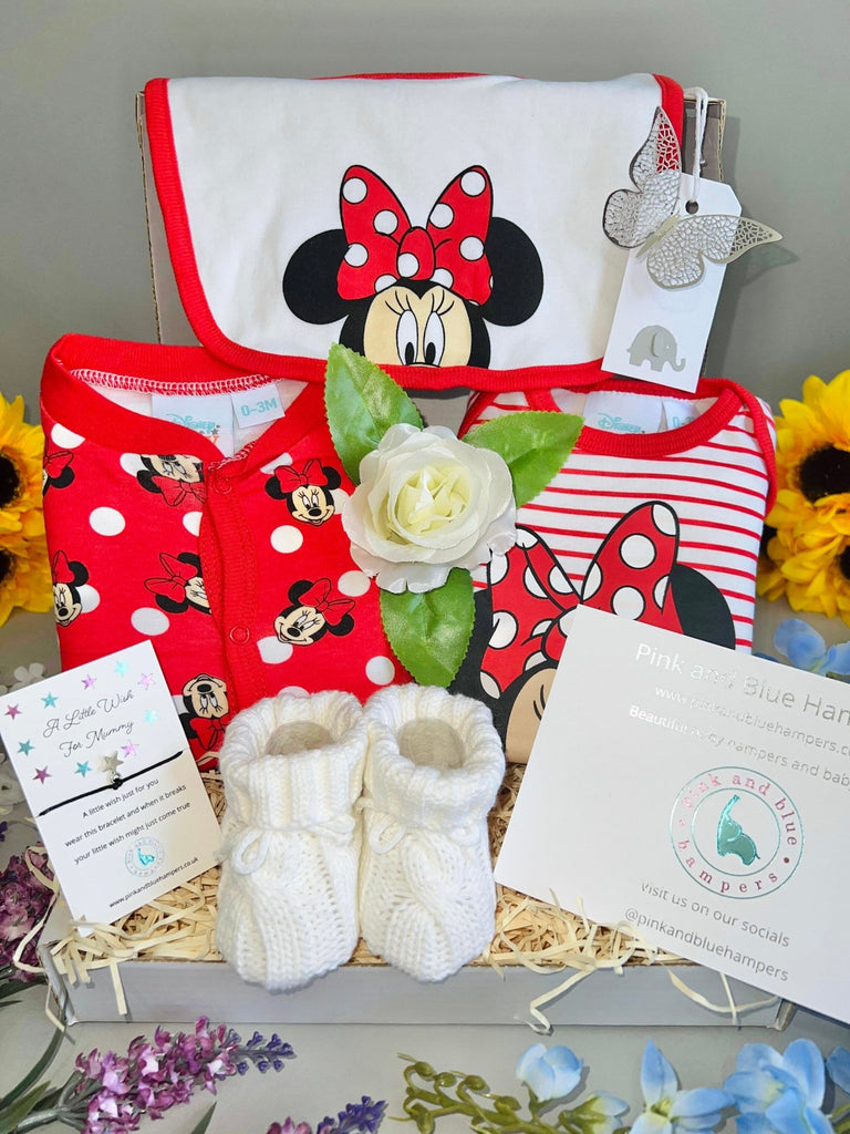 Gorgeous Baby Girl Gift Set, Minnie Mouse Baby Gift - Pink and Blue Hampers