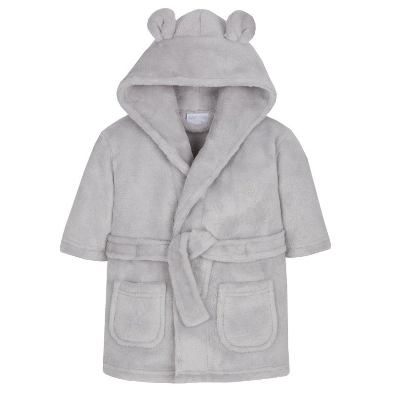 Grey Hooded Baby Dressing Gown - Pink and Blue Hampers