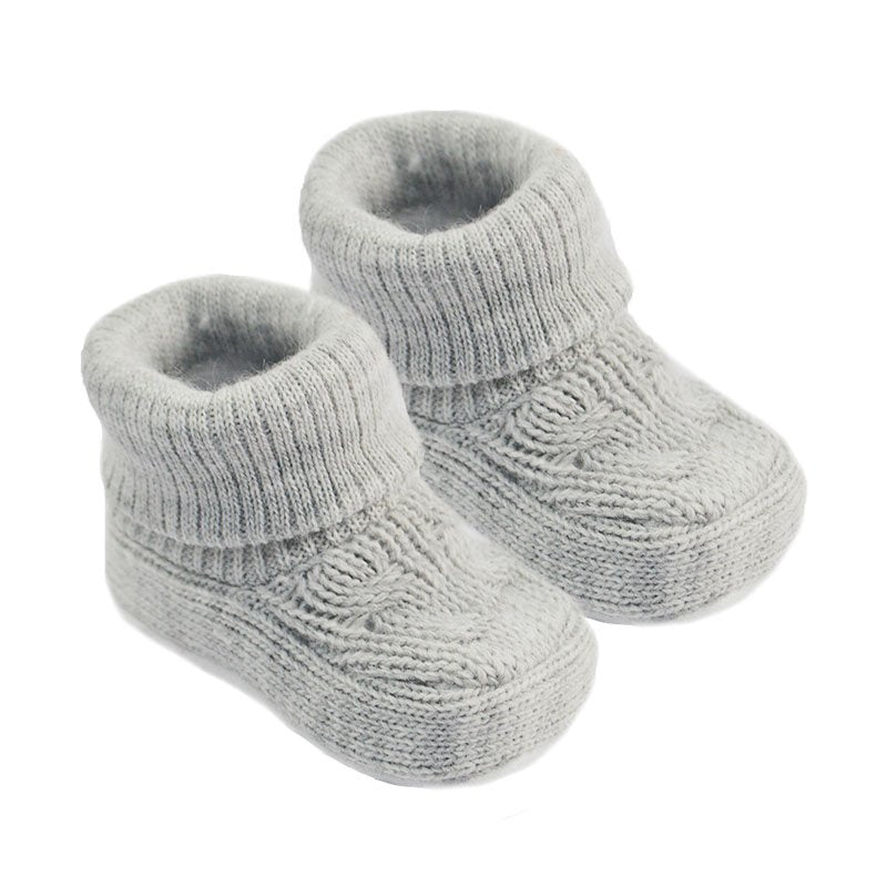 Grey Turnover Baby Booties - Pink and Blue Hampers