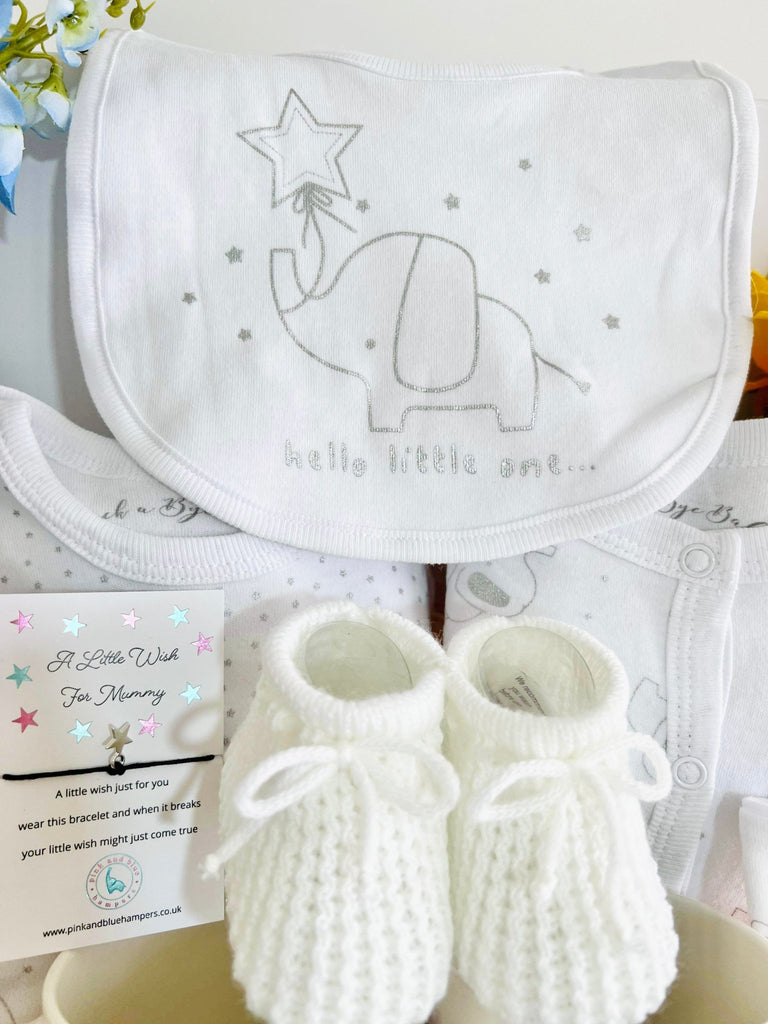 Hello Little One Sweet Baby Gift Hamper, Elephant Themed Baby Gift - Pink and Blue Hampers