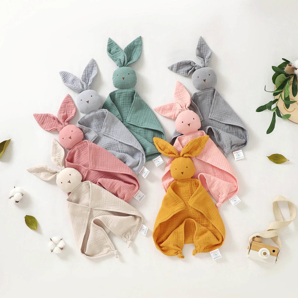 Personalised Organic Cotton Baby Muslin, Bunny Muslin & Koala Muslin comforter - Pink and Blue Hampers