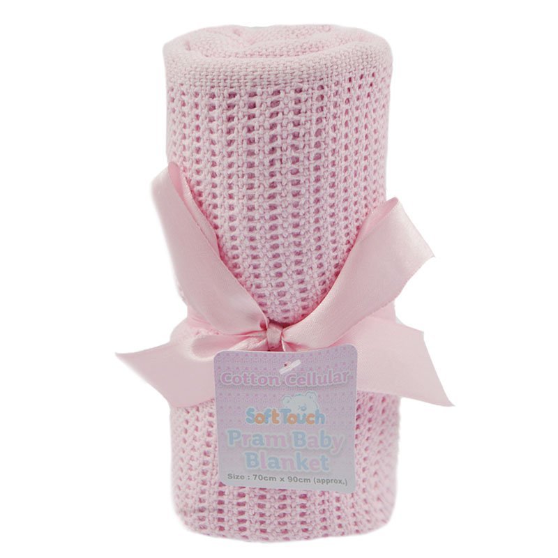 Pink Cellular Cotton Baby Blanket - Pink and Blue Hampers