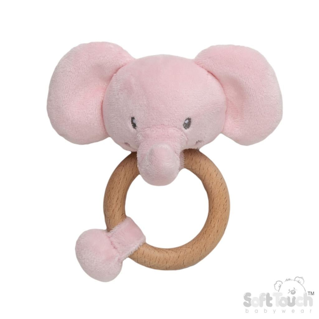 Pink Elephant Rattle Ring - Pink and Blue Hampers