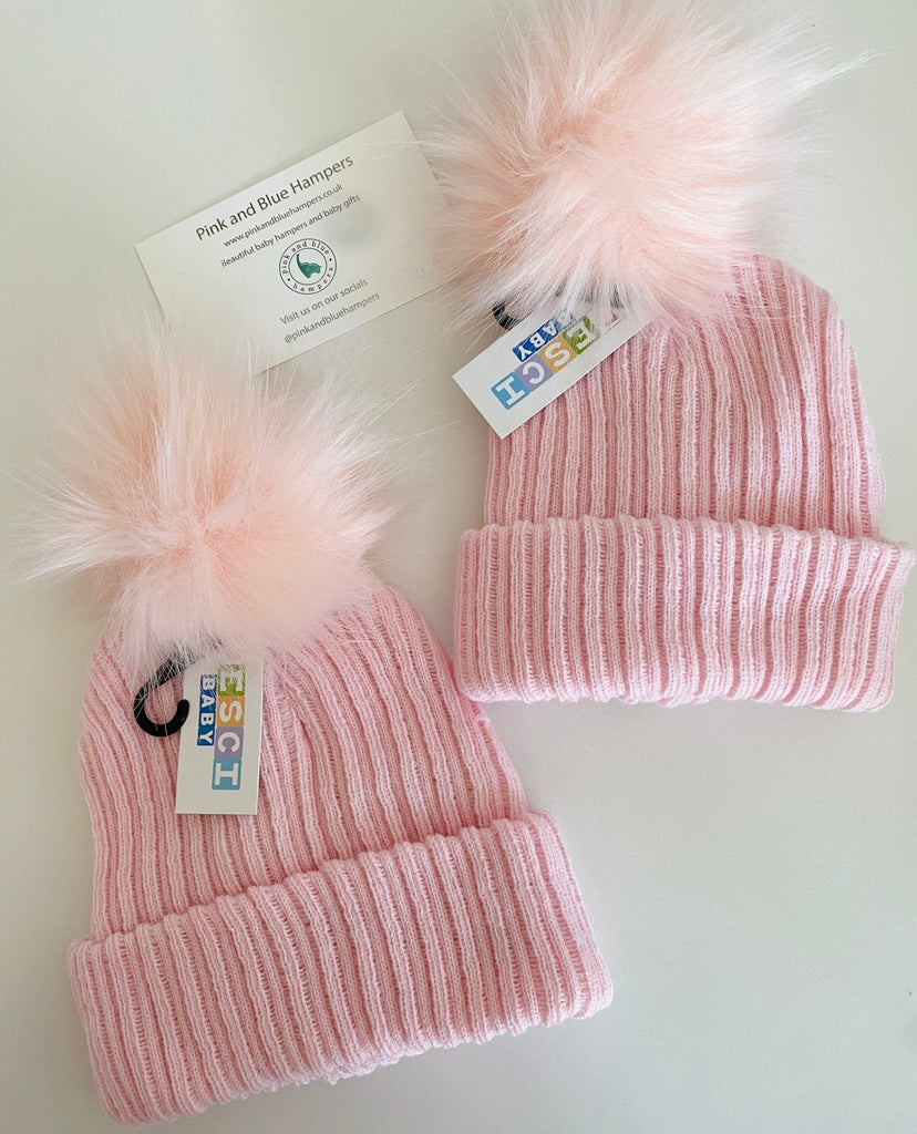 Pink Pom Pom Hat - Pink and Blue Hampers