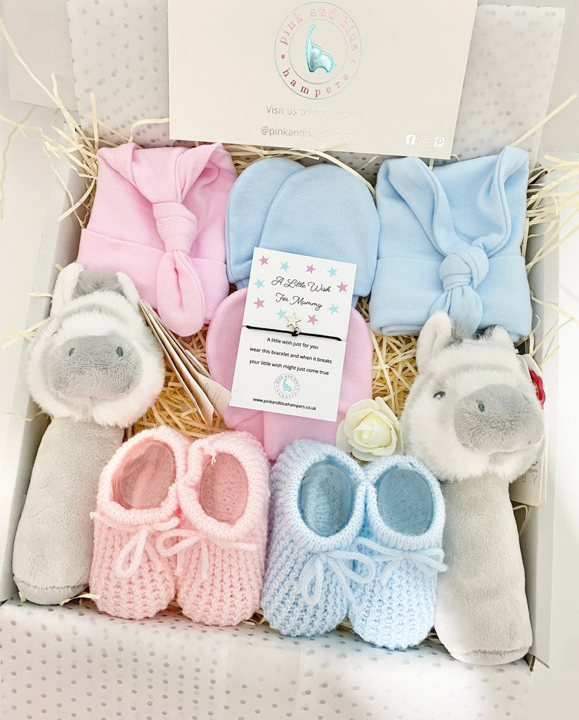 Stunning Twin Boy And Girl Baby Gift Set, Twin Gift Set - Pink and Blue Hampers