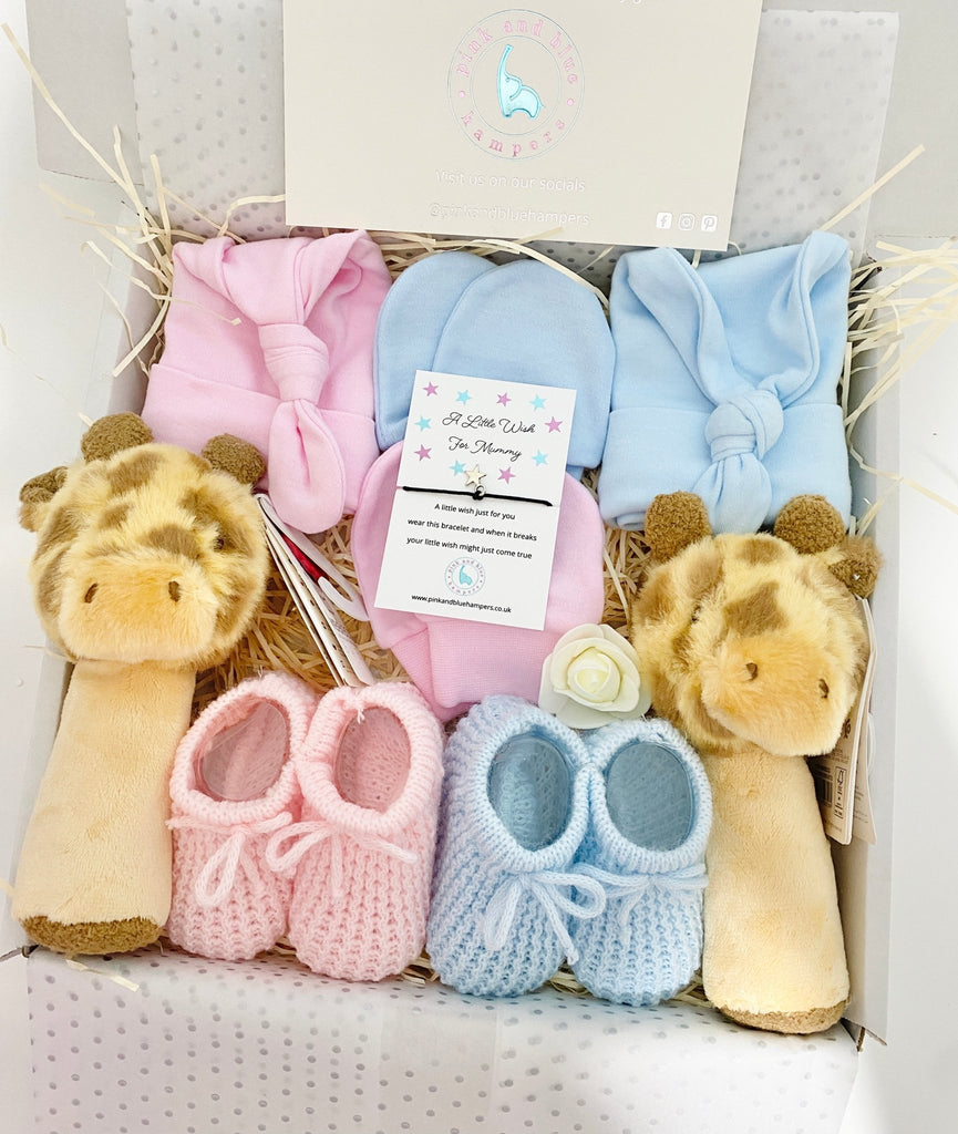 Stunning Twin Boy And Girl Baby Gift Set, Twin Gift Set - Pink and Blue Hampers