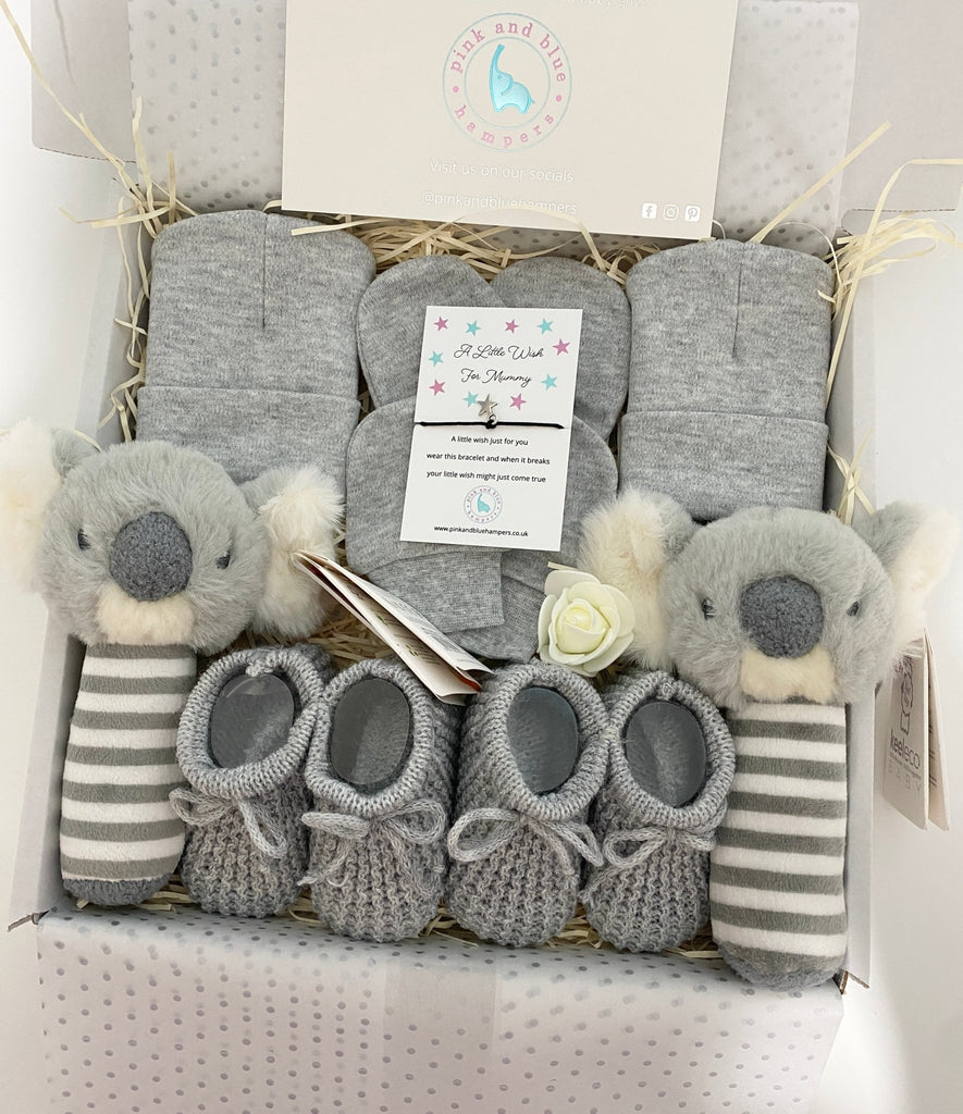 Stunning Twin Unisex Baby Gift Set, Twin Gift Set - Pink and Blue Hampers