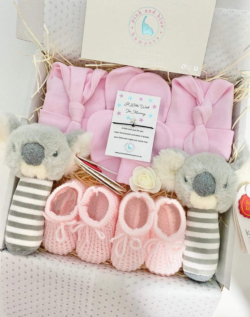 Sweet Twin Baby Girls Gift Set, Twin Gift Set - Pink and Blue Hampers