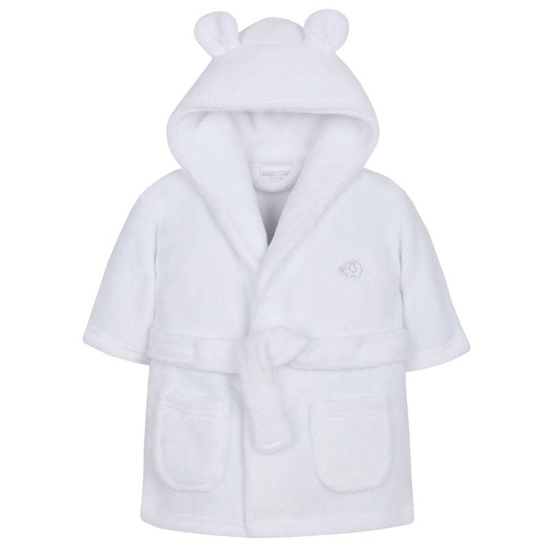 White Hooded Baby Dressing Gown - Pink and Blue Hampers